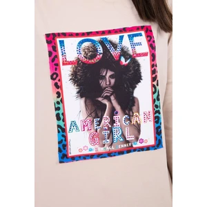 Blouse with graphics American Girl beige S/M - L/XL