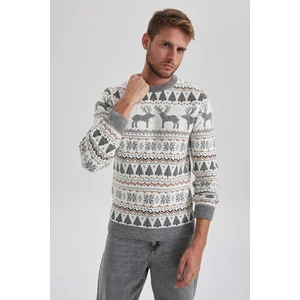 DEFACTO New Year Themed Standard Fit Patterned Crew Neck Sweater