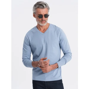 Ombre Men's unprinted V-NECK longsleeve - light blue