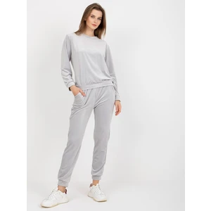 Light grey velour set with trousers by Brenda RUE PARIS