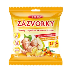 Terezia ZÁZVORKY želatinky s rakytníkem, zázvorem a vitaminy 10 ks