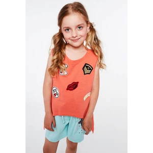 Girls' T-shirt with coral patches