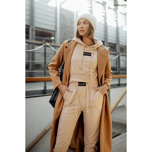 Women's tracksuit with asymmetrical beige sweatshirt