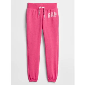 Růžové holčičí dětské tepláky GAP Logo fleece pants