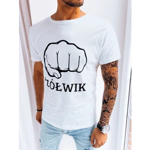 White men's T-shirt with Dstreet print