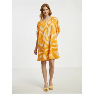 White and orange ladies patterned dress Fransa - Women