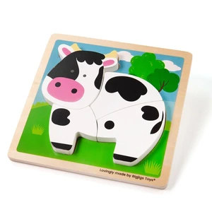 Bigjigs Toys Chunky Lift-Out Puzzle Cow aktivity vkládačka ze dřeva 12 m+ 1 ks