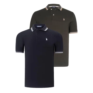 DUAL SET T8594 DEWBERRY MENS T-SHIRT-BLACK-KHAKI