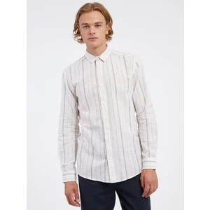 Creamy Men's Striped Linen Shirt ONLY & SONS Caiden - Men