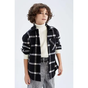 DEFACTO Boy Regular Fit Polo Neck Flannel Long Sleeve Shirt