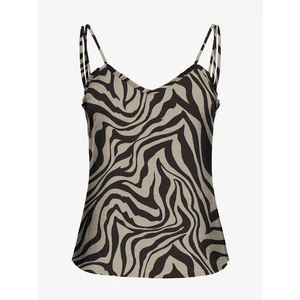 Black and Beige Women's Patterned Top ONLY Nova - Women