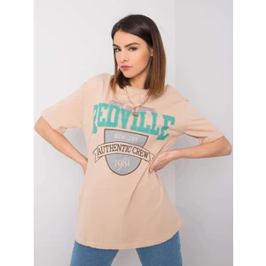 RUE PARIS Beige women's t-shirt with a print