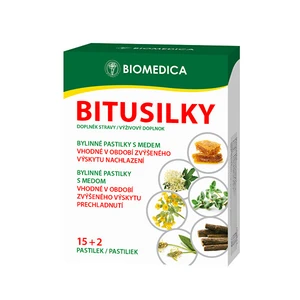 Biomedica Bitusilky pastilky s vit. C a medem 15 + 2 ks