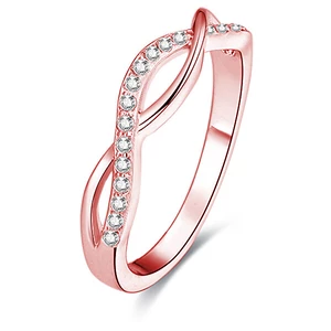 Beneto Růžově pozlacený stříbrný prsten s krystaly AGG191 52 mm