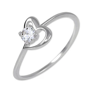 Brilio Silver Stříbrný zásnubní prsten s krystalem Srdce 426 001 00535 04 50 mm