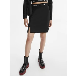 Black Women's Short Skirt with Calvin Klein Slit - Women