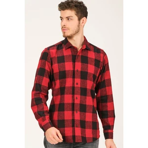 G729 DEWBERRY MEN'S PLAID SHIRT-BURGUNDY