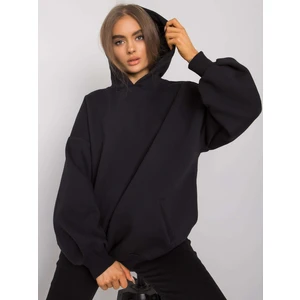 Women's black cotton sweatshirt with pockets