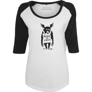 Banksy Maglietta Ape Raglan Bianco-Nero L