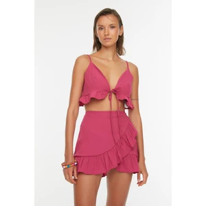 Trendyol Fuchsia Tie Detailed Bottom-Top Set