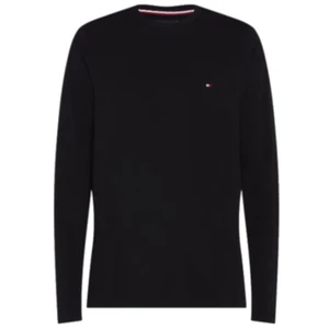 Tommy Hilfiger Men's Black T-Shirt Stretch Slim Fit Long Sleeve Tee - Men's