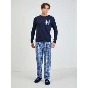 Tommy Hilfiger Mens Plaid Pajamas and Slippers Set in blue Tommy - Men