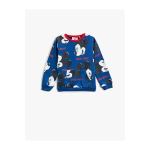 Koton Mickey Mouse Printed Sweatshirt Licensed Kangaroo Pocket Long Sleeve