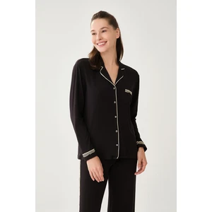 Dagi Pajama Top - Black - Plain