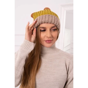 Beanie with fleece Bojana K265 beige+kiwi+camel