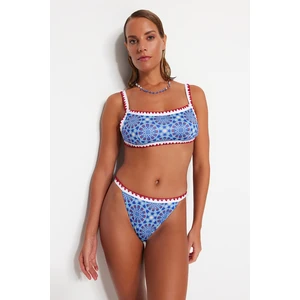 Trendyol Geometric Patterned Embroidered High Leg Bikini Bottom