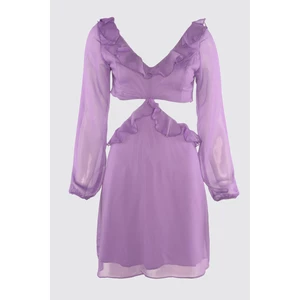 Trendyol Purple Flywheel Szczegółowa szyfonowa sukienka