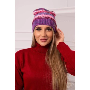 Beanie with fleece Patrycja K254 pink neon+purple