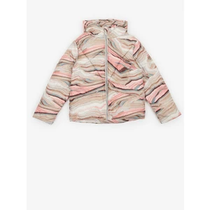 Pink-Beige Girly Patterned Quilted Hooded Jacket Tom Tailor - Girls