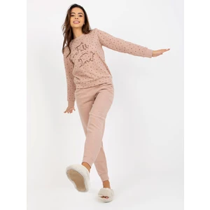 Beige warm pajamas with pants and sweatshirt