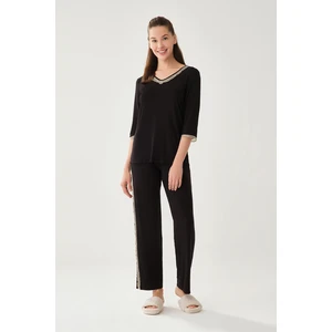 Dagi Pajama Top - Black - Plain