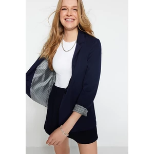 Trendyol Navy Blue Woven Patterned Lined Blazer Jacket