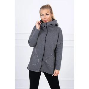 Insulated sweatshirt with longer back and pockets graphite