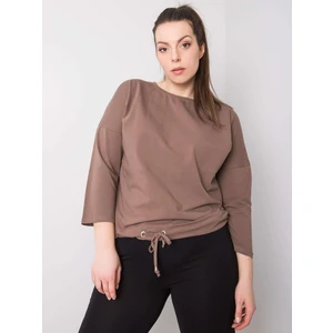 Sandy plus size cotton coffee blouse