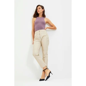 Trendyol Beige Straight Trousers