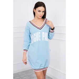 Dress V-neck Paris blue