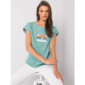 Dark mint t-shirt with Aloha print