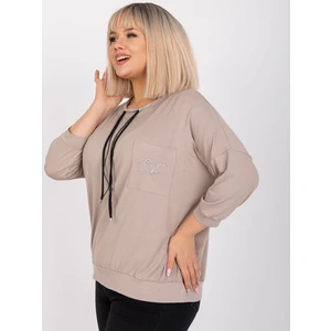 Dark beige plus size blouse with Robert's appliqué