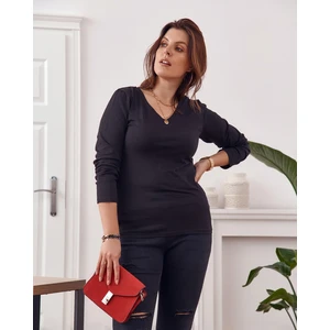 Černá halenka s dlouhým rukávem Plus Size