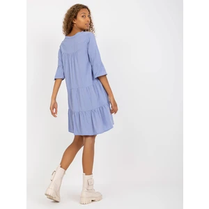 Light blue dress with frills and 3/4 sleeves SUBLEVEL