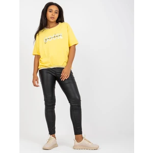 Yellow cotton blouse of larger size with inscription