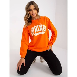 Orange and white sweatshirt without a hood with a print