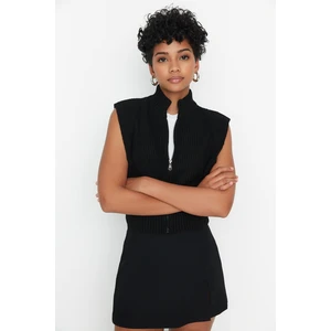 Trendyol Black Crop Zippered Basic Knitwear Cardigan