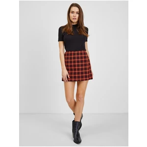 Orsay Red-Black Ladies Plaid Skirt - Ladies