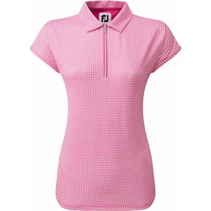 Footjoy Houndstooth Print Cap Sleeve Womens Polo Shirt Hot Pink M