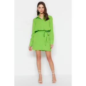 Trendyol Light Green Belted Mini Woven Shirt Dress